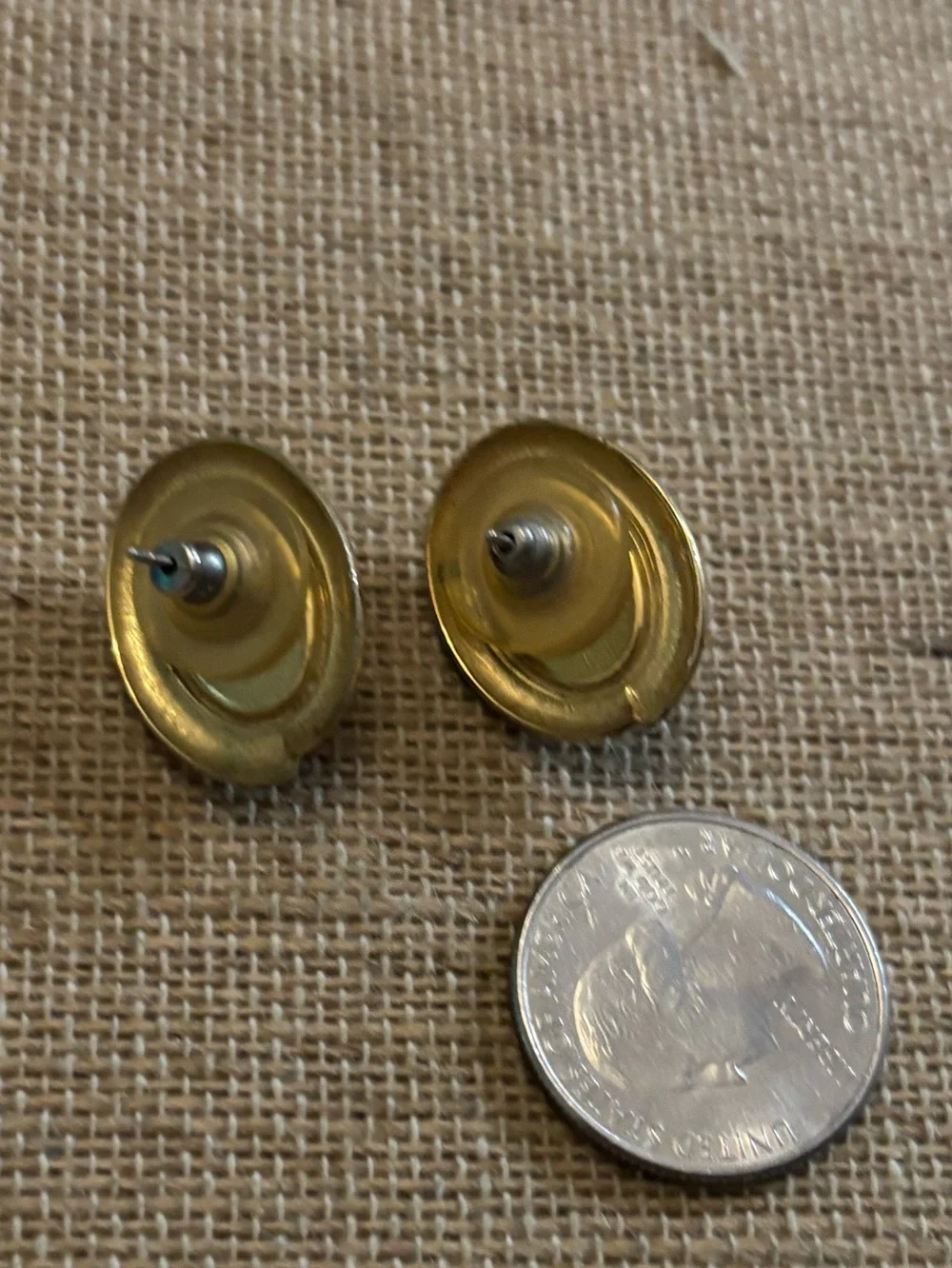 Gold tone black stone earrings